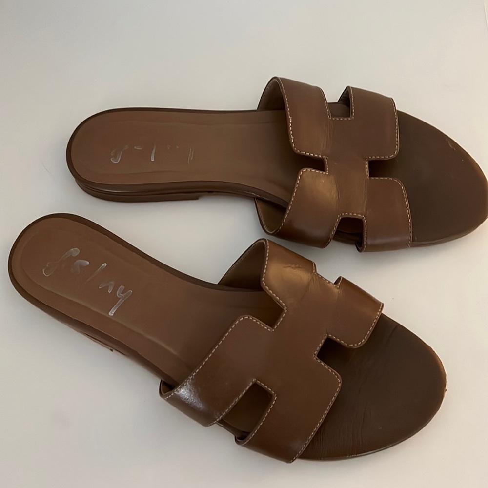Brown Leather Slides size 8.5